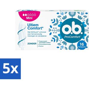 o.b. Tampons - ProComfort Mini - Voor Comfort en Makkelijke Bescherming - 16 Tampons - Bulkverpakking - 5 stuks