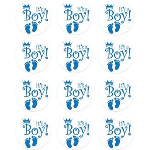 12 Grote Sluitzegels It's A Boy - Geboorte Jongen - 12 Stickers Baby - Sluitzegel Geboortekaartje - Sticker Envelop Felicitatie - Bedankje Geboorte Jongen - Traktatie Geboorte Jongen