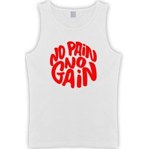 Witte Tanktop met "" No Pain No gain “ print Rood size M