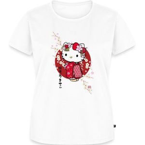 Hello Kitty In Een Rode Kimono En Kersenbloesems Premium T Shirt Dames