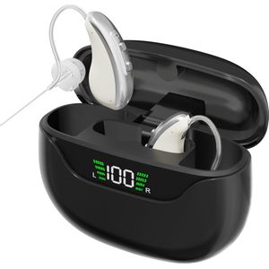 Pro Care Excellent Quality - Gehoorapparaat - Oplaadbaar - Zwart Zilver - Voor Achter Het Oor