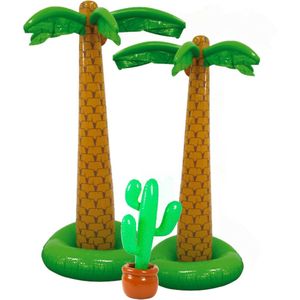 Set van 3x stuks - Tropische/hawaii feestversiering opblaasbaar palmbomen/cactus - Voor fun en thema party