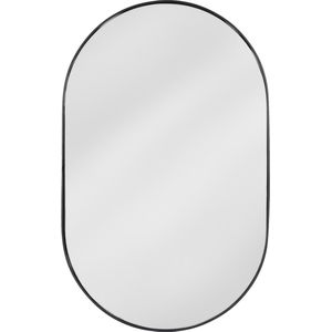Spiegel Ovaal met Zwarte Rand - Ovale Spiegel - Passpiegel - Metaal - 50 x 80 cm