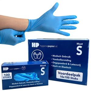 Bové 1000 st. Soft Nitril Handschoenen - Maat S - Latexvrij & Ongepoederd - Geschikt voor Medisch Gebruik en Voedselbereiding - Slijtvast & Elastisch - Blauw