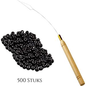 Thef - Set 500 Nanoringen - Nano Ring Loopnaald - Hairextensions- Haarverlenging - Haarstyling - Zwart