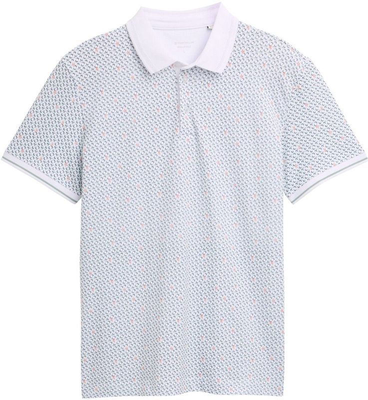 Tom Tailor - 1047770 - Poloshirt - Wit Groen Minimal Design - Heren