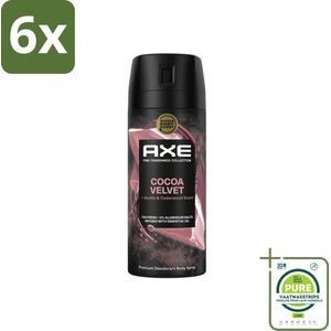 Axe – Deodorant – Cocoa Velvet – 150 ml - Voordeelverpakking - 6 stuks - Cocoa Velvet - Deodorant Bodyspray