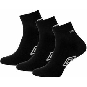 Umbro - Sokken heren - Maat 43 - 46 cm ( 3 - paar ) Quarter - Sneakersokken - Sokken Mannen- Sportsokken - Zwart