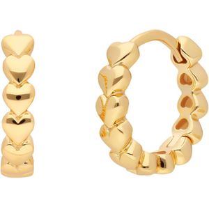 Lucardi Dames Zilveren Oorringen met Hartjes Goldplated - Oorbellen - 925 Zilver - Goudkleurig