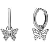 Lucardi Dames Zilveren oorringen vlinder zirkonia - Oorbellen - 925 Zilver - Zilverkleurig
