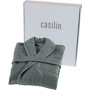Casilin Badjas XXL Dames en Heren - Unisex - Wafel Badjas Cadeau in Luxe Geschenkdoos - 100% katoen - Absorberend - Wasmachinebestendig - Donker Groen