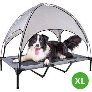 De Blaffende Kat Hondenbed met zonnedak – Opvouwbare hondenstretcher -  Hondenbed – Honden ligbed – met E-Book – Maat XL