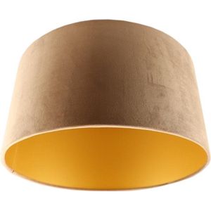 Olucia Melanie - Velours lampenkap - Goud/Taupe - E27