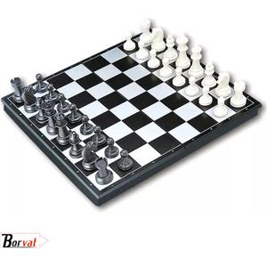 Borvat - Opvouwbaar schaakbord - 13 x 13cm - mini schaak bord - Schaakspel - met schaakstukken - Schaakspellen - Magnetisch - Draagbaar