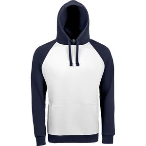 SOLS Unisex Seattle Contrast Raglan Hoodie (Witte/franse marine)