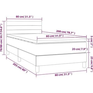 vidaXL Boxspring met matras stof donkerbruin 80x200 cm