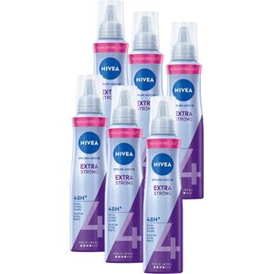 NIVEA Extra Strong Styling Mousse - Haarmousse - met Panthenol en Vitamine B3 - 6 x 150ml - Voordeelverpakking