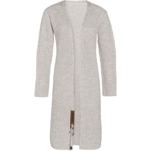 Knit Factory Luna Lang Gebreid Vest Beige - Gebreide dames cardigan - Lang vest tot over de knie - Beige damesvest gemaakt uit 30% wol en 70% acryl - 36/38