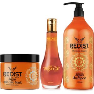Redist Argan Haarverzorging Set 3-delige - Argan Shampoo 1000 ML-Argan Haarverzorgingsmasker 500 ML-Argan Haarolie 100 ML