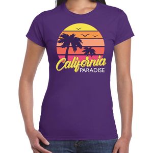 California zomer t-shirt / shirt California paradise voor dames - paars - California party / vakantie outfit / kleding/ feest shirt M
