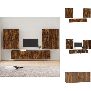 vidaXL Tv-meubelset - Gerookt eiken - 6 stuks - 100 x 34.5 x 40 cm (B x D x H) - Kast