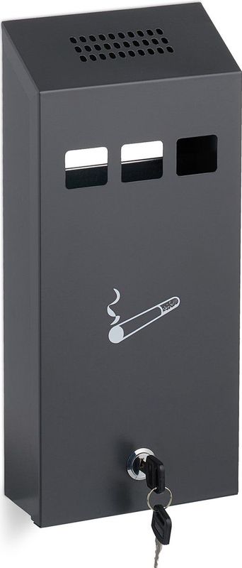 Relaxdays wandasbak buiten - metalen asbak - asbak hangend - muurasbak afsluitbaar