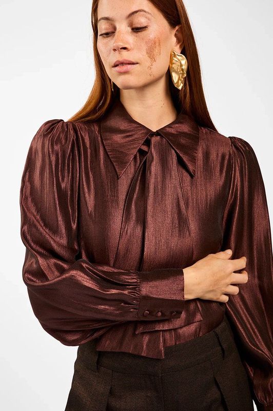 AAIKO - Veronne Tie Shimm Ray 517 2 - Blouse - Bruin