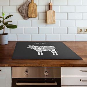 Inductiebeschermer Cuts of Beef | 90 x 52 cm | Keukendecoratie | Bescherm mat | Inductie afdekplaat