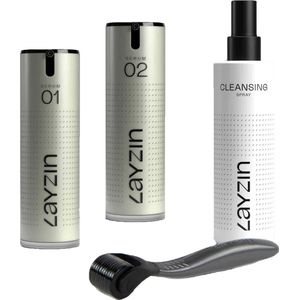 LAYZIN - Anti-Aging DUO SERUMS met Dermaroller Set 0.55 mm - Microneedling - Huidverjonging