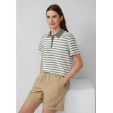 Poloshirt - Cropped - Zacht Katoen Piqué - Gestreept - Normale Pasvorm