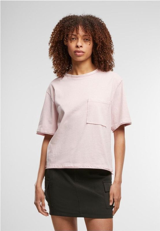 Urban Classics - Washed Jersey Boxy Dames Tshirt - XS - Roze