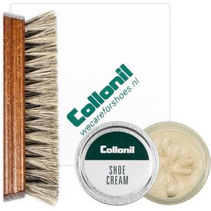 Collonil schoenpoets | Schoenpoets set | Shoe cream | Borstel | Poetsdoek | Kleur: Wool white