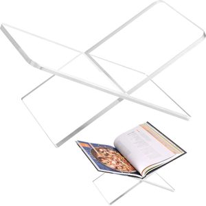 Acryl Boekenhouder Grote Boek Display Stand - Kookboek Art Book Bijbel Gastenboek - 2-delige salontafel boekenstandaard - Transparant - 28 x 17 x 15 cm - Lezen Cup Stand Holder