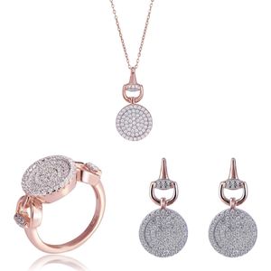 Orphelia SET-7420/50 - Juwelenset Pavé: Ketting + Ring + Oorbellen - 925 Zilver Rosé - Zirkonia - 42 cm / Ringmaat 50