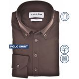 Ledub modern fit polo overhemd, tricot, jersey, donkerbruin