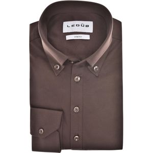 Ledub modern fit polo overhemd, tricot, jersey, donkerbruin