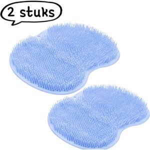 2-delige voetmassagemat - voetwasborstel voor huishoudelijk gebruik in de badkamer - antislip voetwasmat met zuignap - blauw