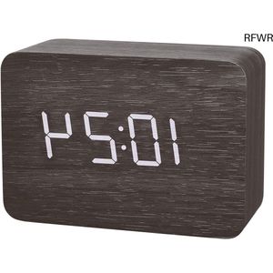 RFWR® Wekker met Houten Look - Digitale Klok met Temperatuurweergave en Dimbare Helderheid