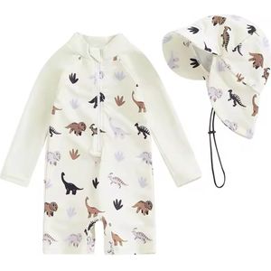 Uv zwempak baby - design dino - maat 86/92 met hoed - zwemkleding baby