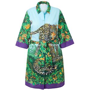 Angel of Style Angel of Style - Dames - Jurk A-lijn luipaardmotief kralenborduursel - Hemelsblauw - Maat 42