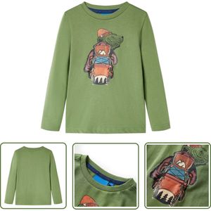 vidaXL Langmouwig Kindershirt - Kinderhemd - Kindershirt met lange mouwen 104 lichtkakikleurig - Meisjes Hemd - Jongens Hemd - Kinderkleding