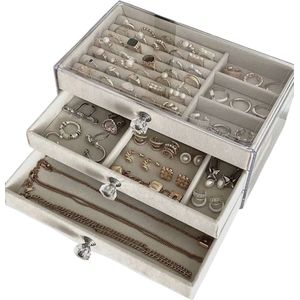 S&E Sophisticated Multi-Layer Jewelry Storage Box - Grijs