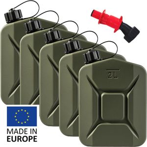 BW® Proper Fuel Canister Metalen Benzineblik - Jerrycan 5x 2 Liter met ""Smart"" Tuit - Gemaakt in Europa