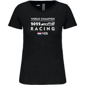 Dames T-shirt World Champion 2022 | Max Verstappen / Red Bull Racing / Formule 1 Fan | Wereldkampioen | Zwart dames | maat XS