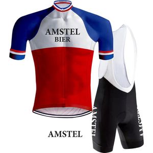 Retro Wielertenue Amstel Bier Rood/Blauw - REDTED - S