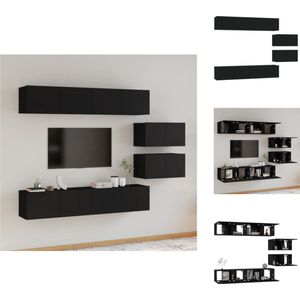 vidaXL TV meubel set - zwart - 4x 80x30x30cm - 2x 60x30x30cm - Kast