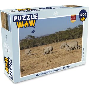 Puzzel Neushoorns - Grazen - Safari - Legpuzzel - Puzzel 1000 stukjes volwassenen