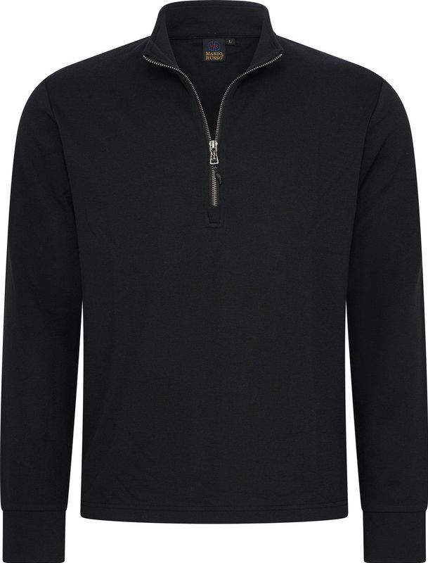 Mario Russo Pique Longsleeve Shirt - Trui Heren - Sweater Heren - Coltrui Heren - M - Zwart