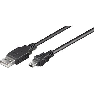 USB Mini B naar USB-A kabel - USB2.0 - tot 2A / zwart - 0,50 meter
