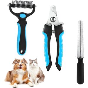 Borstel- en nagelknipper voor honden en katten - Professionele verzorging compleet met deze set nagelvijlen en borstels voor lang of kort haar voor huisdieren